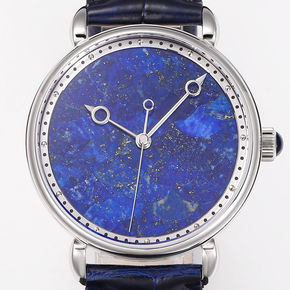 HUASUO 41mm Luxury Natural Lazurite Dail Watches Huasuo Watch Store