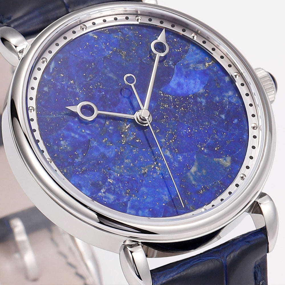 HUASUO 41mm Luxury Natural Lazurite Dail Watches Huasuo Watch Store