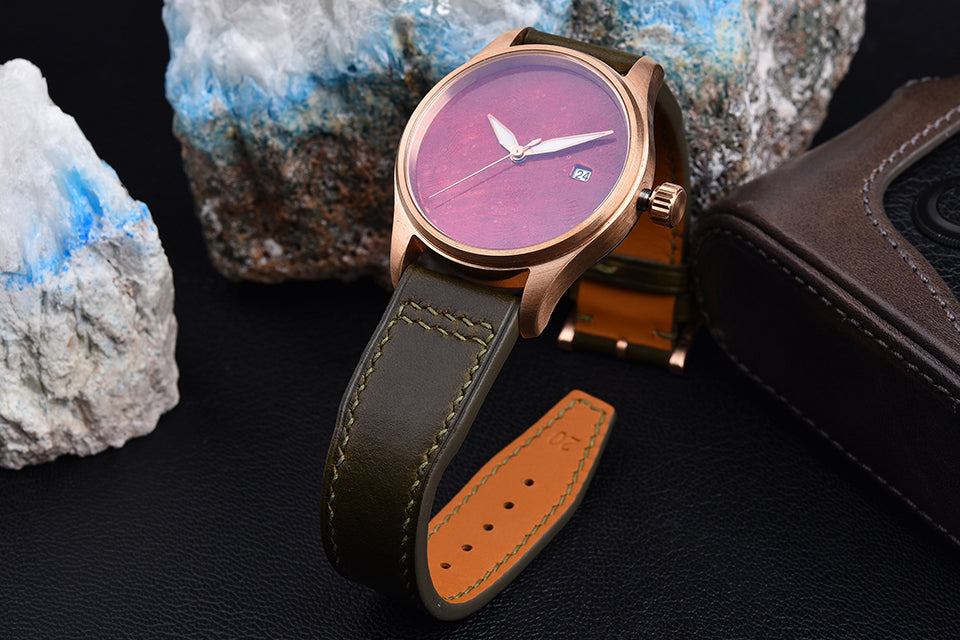 HUASUO 38mm Luxury Bronze Lacquerware Dail Pilot Watch Huasuo Watch Store