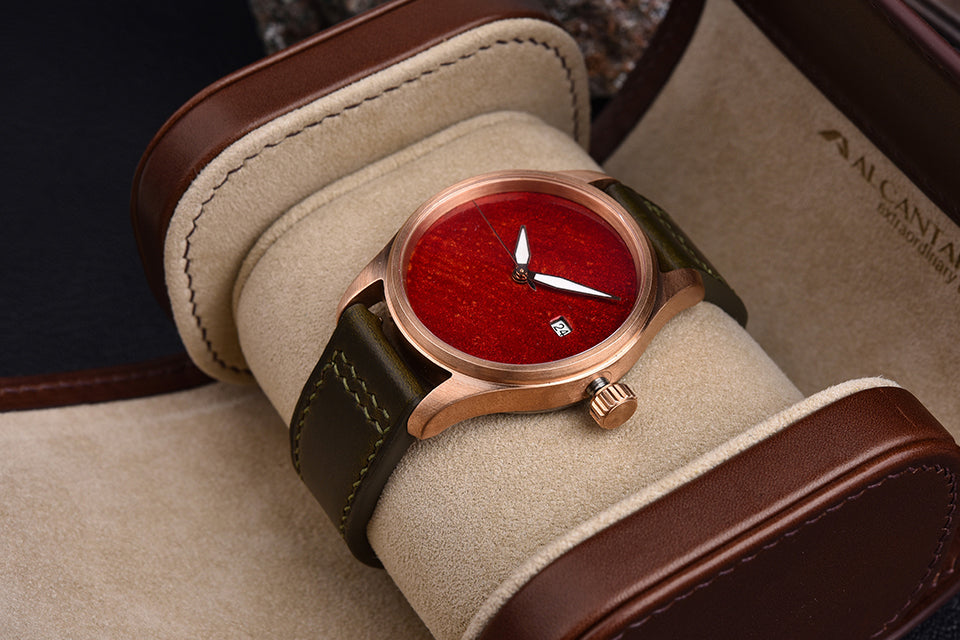 HUASUO 38mm Luxury Bronze Lacquerware Dail Pilot Watch Huasuo Watch Store