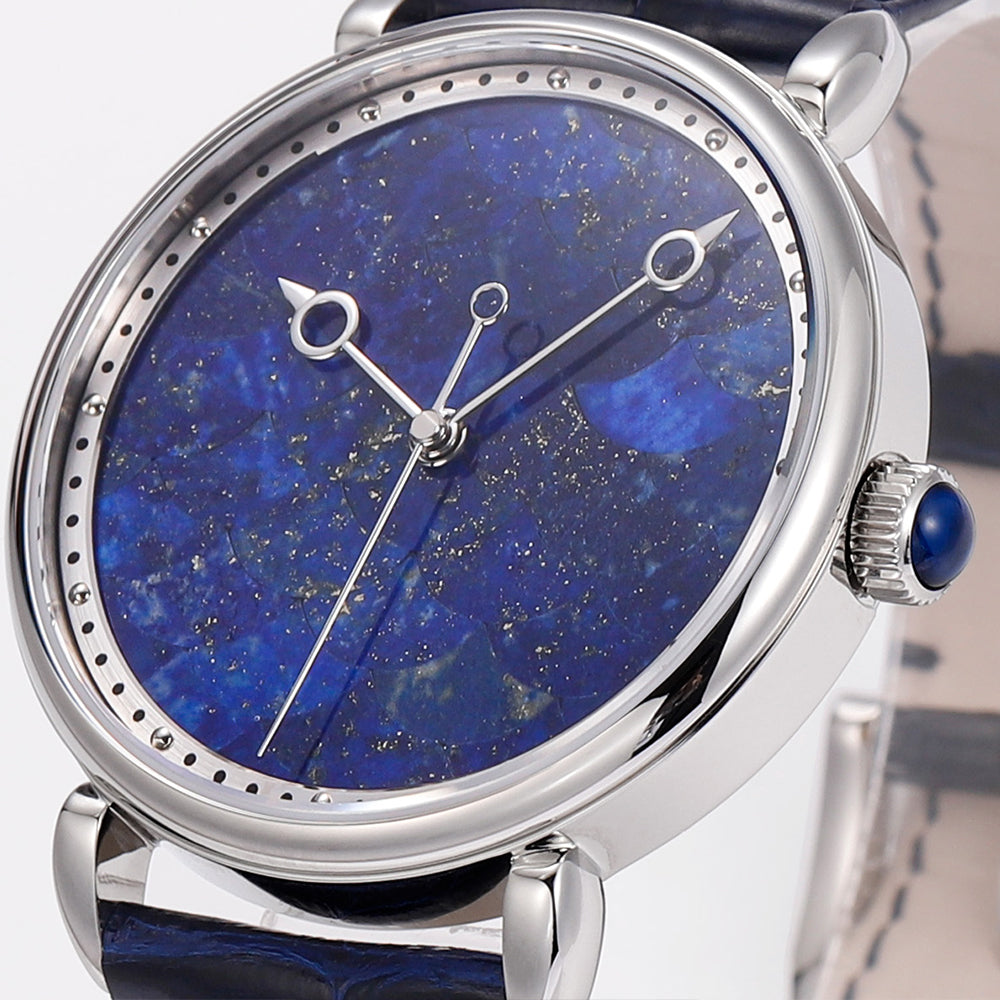HUASUO 41mm Luxury Natural Lazurite Dail Watches Huasuo Watch Store