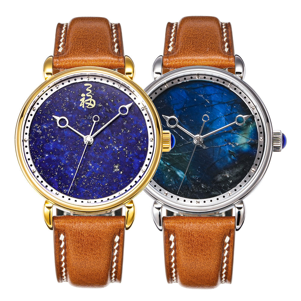HUASUO 41mm Luxury Natural Gemstone Dail Watch Huasuo Watch Store