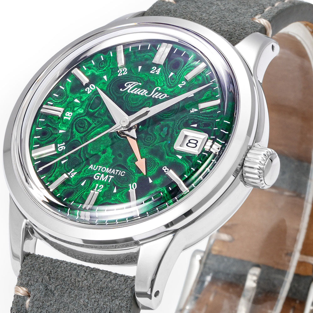 HUASUO 39mm Luxury Handmade Lacquer Dial GMT Men's Watch Huasuo Watch Store