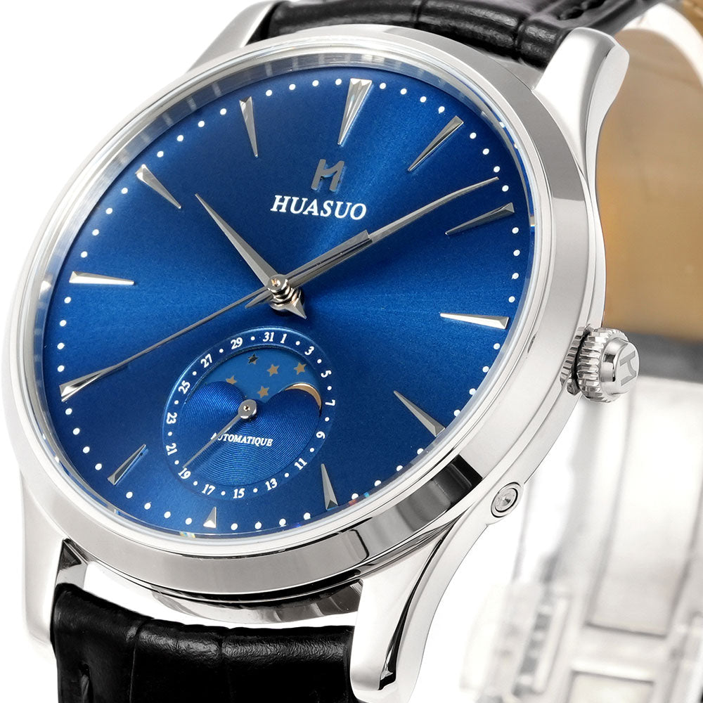 HUASUO 39mm Luxury Aventurine Moon Phase Men's Watches Huasuo Watch Store