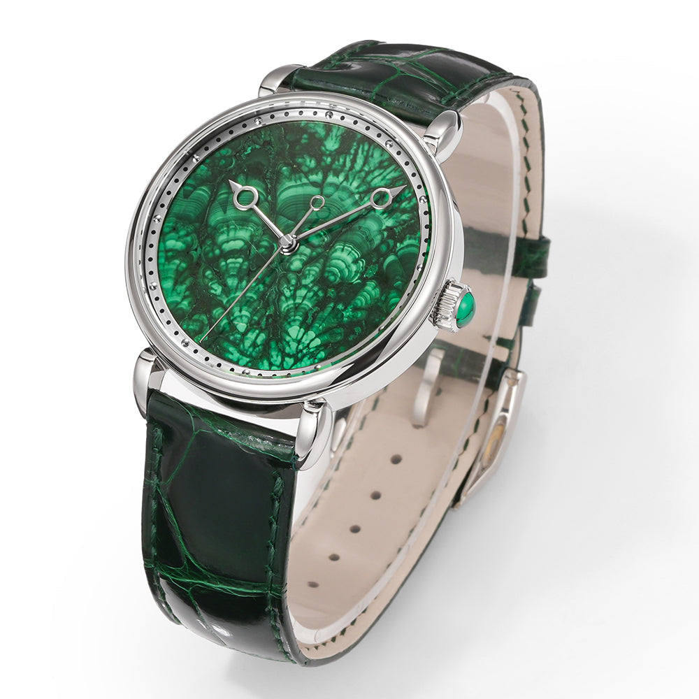 HUASUO 41mm ETA2892 Retro Jade Or Malachit Dial Mens Watches Huasuo Watch Store