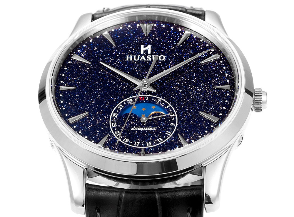 HUASUO 39mm Luxury Aventurine Moon Phase Men's Watches Huasuo Watch Store