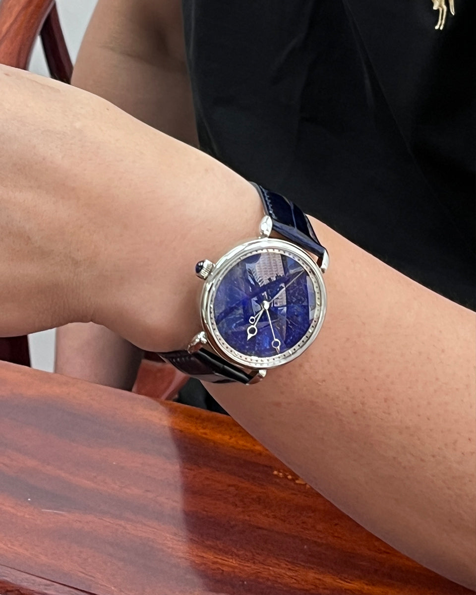 HUASUO 41mm Luxury Natural Lazurite Dail Watches Huasuo Watch Store