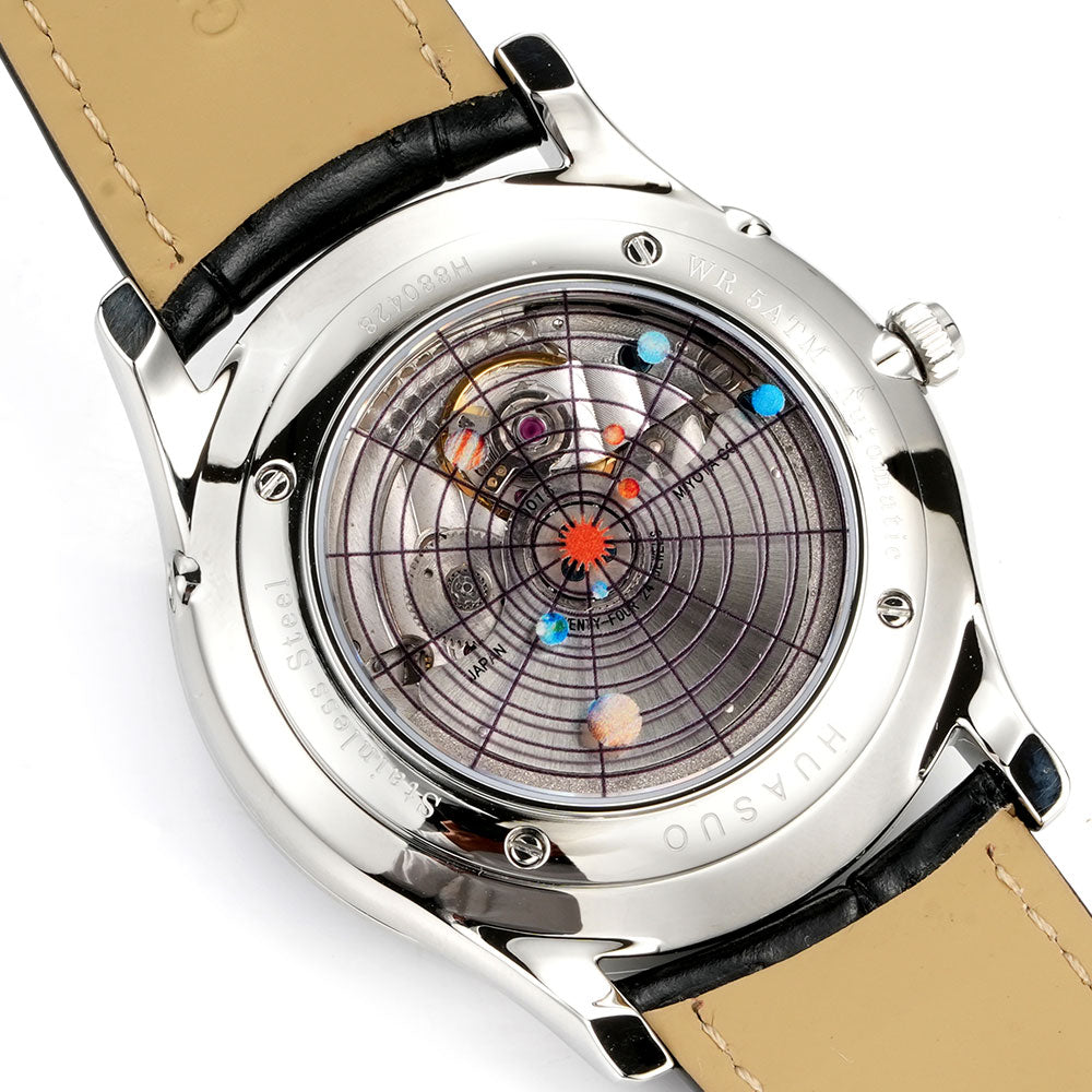 HUASUO Luxury 39mm Meteorite Dial Moon Phase Men's Watches Huasuo Watch Store