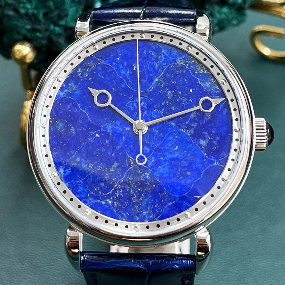 HUASUO 41mm Luxury Natural Lazurite Dail Watches Huasuo Watch Store