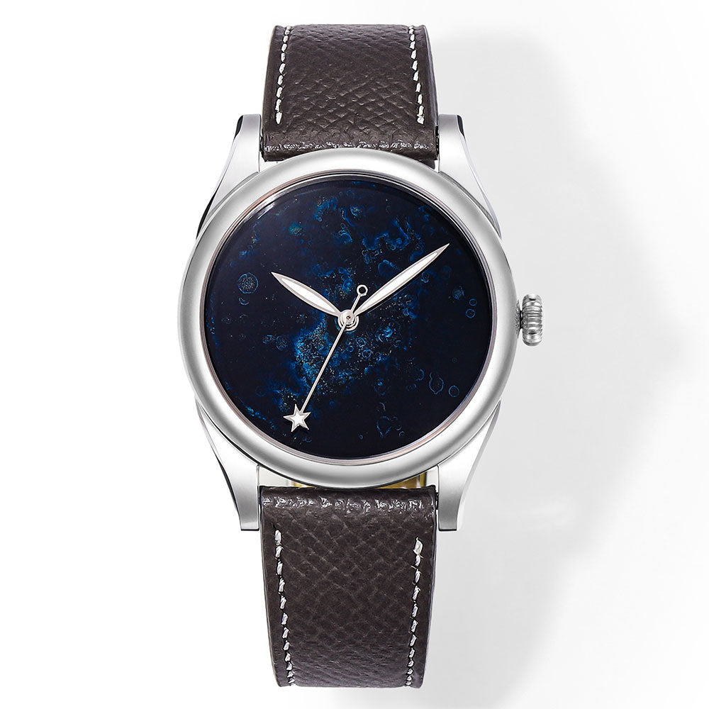 HUASUO 38mm Heritage Lacquer Mop Starry Sky Dial Men's Mechanical Watch Huasuo Watch Store