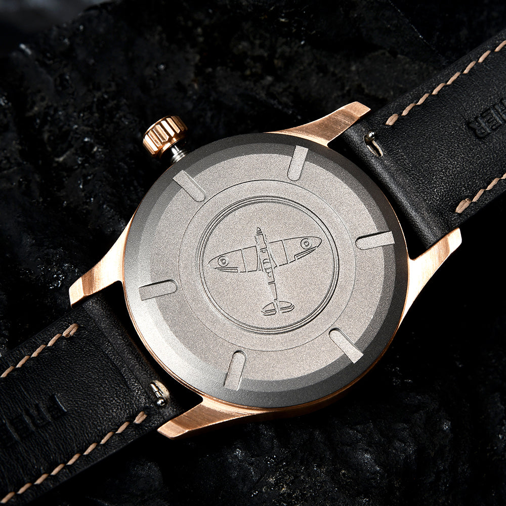 HUASUO 38mm Luxury Bronze Lacquerware Pilot Men's Watch Huasuo Watch Store