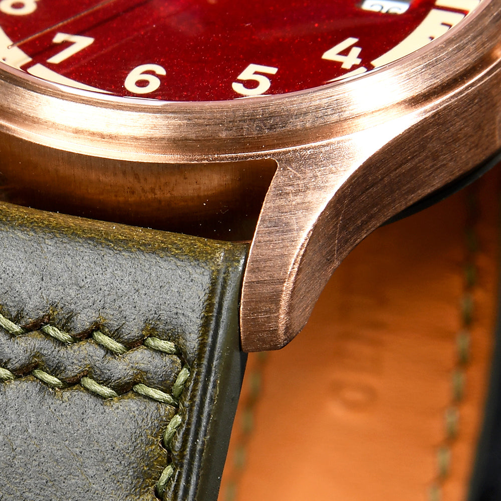HUASUO 38mm Luxury Bronze Lacquerware Pilot Men's Watch Huasuo Watch Store
