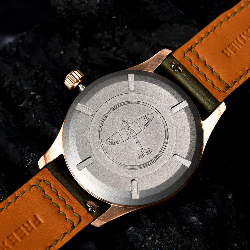 HUASUO 38mm Luxury Bronze Lacquerware Dail Pilot Watch Huasuo Watch Store