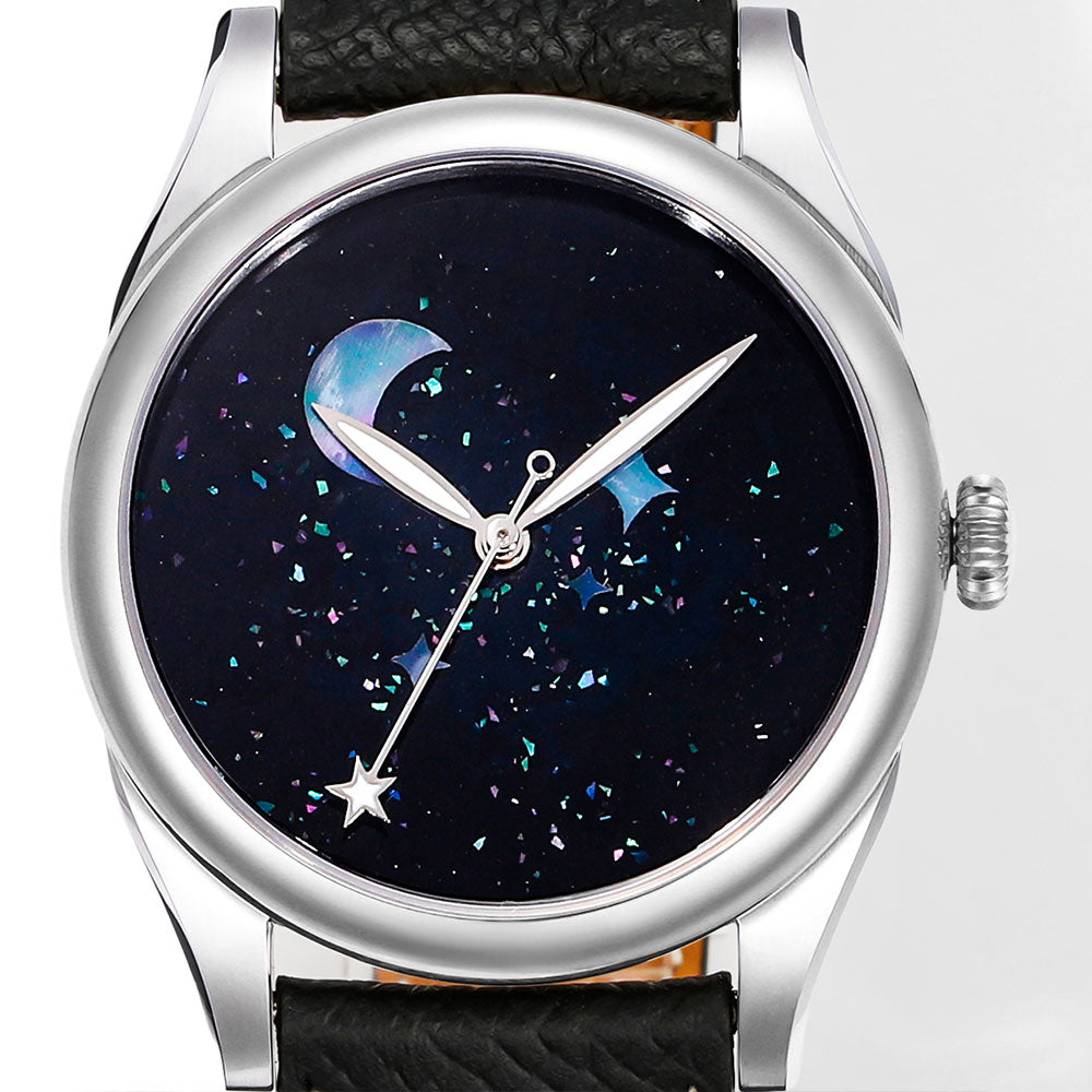 HUASUO 38mm Heritage Lacquer Mop Starry Sky Dial Men's Mechanical Watch Huasuo Watch Store