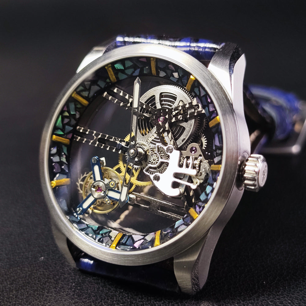 HUASUO 42mm Lacquer Inlaid Bezel 42mm Men's Mechanical Tourbillon Watch Huasuo Watch Store