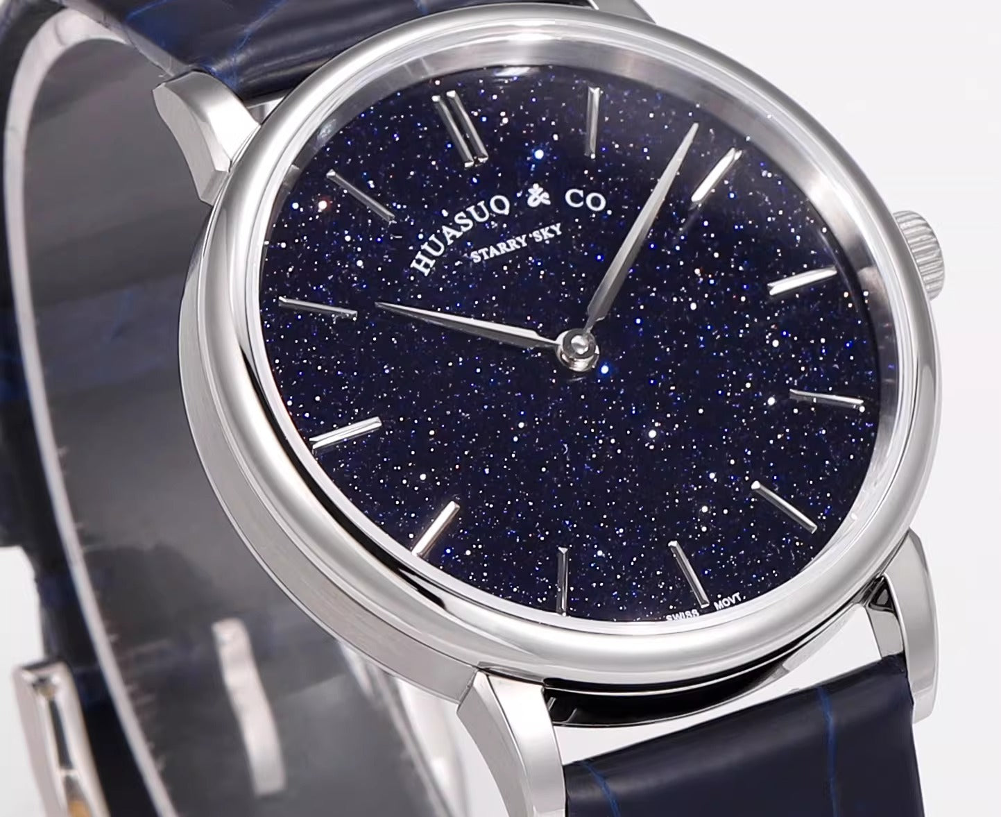 HUASUO 39mm Starry Sky Ultra Thin 9MM Wristwatch Tianjin 2892 Movement Watch for Men