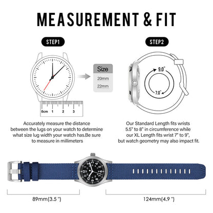 Tactical Nylon Watch strap Band Strap 20mm/22mm San Martin Watch
