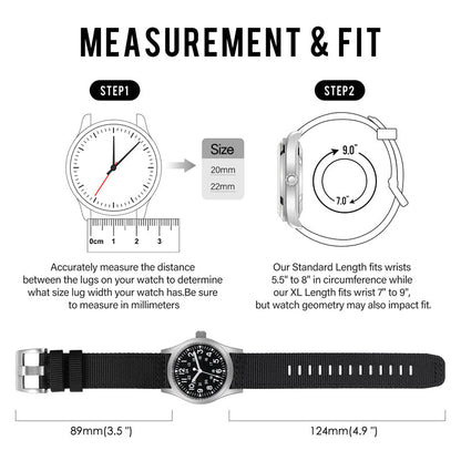 Tactical Nylon Watch strap Band Strap 20mm/22mm San Martin Watch