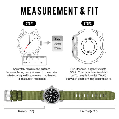 Tactical Nylon Watch strap Band Strap 20mm/22mm San Martin Watch