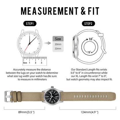 Tactical Nylon Watch strap Band Strap 20mm/22mm San Martin Watch