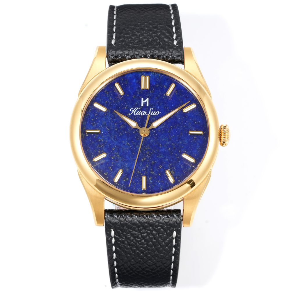 HUASUO 38mm Luxury Dress Lapis Lazuli Mechanical Men Watch huasuowatch
