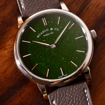 HUASUO 39mm Starry Sky Ultra Thin 9MM Wristwatch Tianjin 2892 Movement Watch for Men