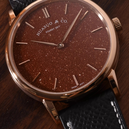 HUASUO 39mm Starry Sky Ultra Thin 9MM Wristwatch Tianjin 2892 Movement Watch for Men