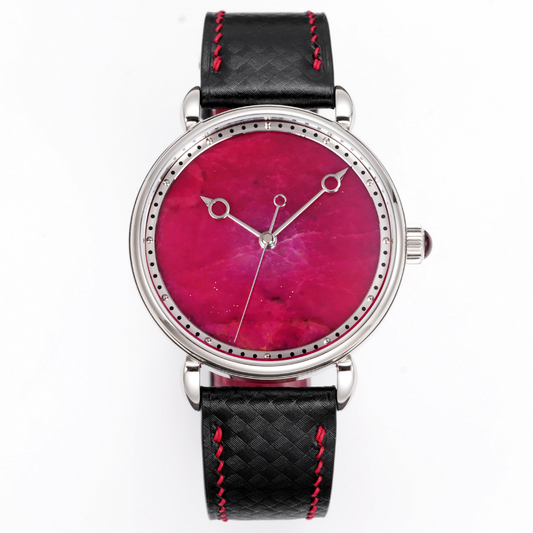 HUASUO 41mm Luxury Natural  Pink Lazurite Dail Watches H2487 Huasuo Watch Store