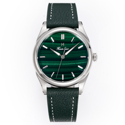 HUASUO 38mm Natural Malachite Men's Mechanical Watch Huasuo Watch Store