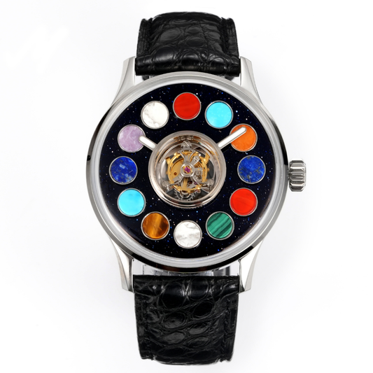 HUASUO 40mm 12 Colored Gemstone Dial Men Watches H9028 Huasuo Watch Store