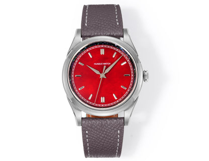 HUASUO Intangible Cultural Heritage Lacquer Retro Red Dial Mechanical Watch - "Dan Chen"