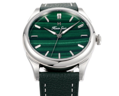 HUASUO 38mm Natural Malachite Men's Mechanical Watch Huasuo Watch Store