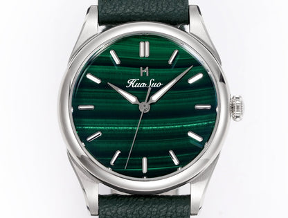 HUASUO 38mm Natural Malachite Men's Mechanical Watch Huasuo Watch Store