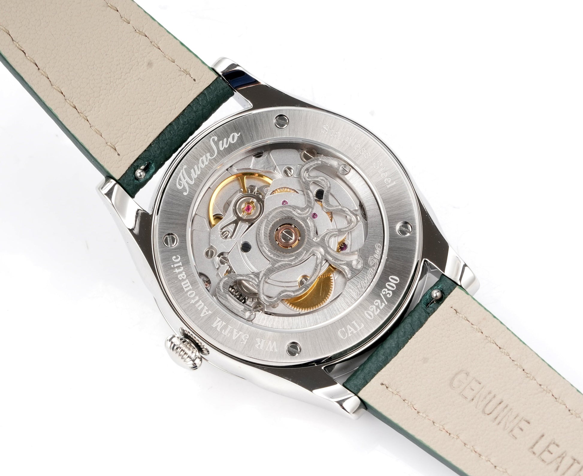 HUASUO 38mm Natural Malachite & Tiger’s Eye Mechanical Dress Men Watch Huasuo Watch Store