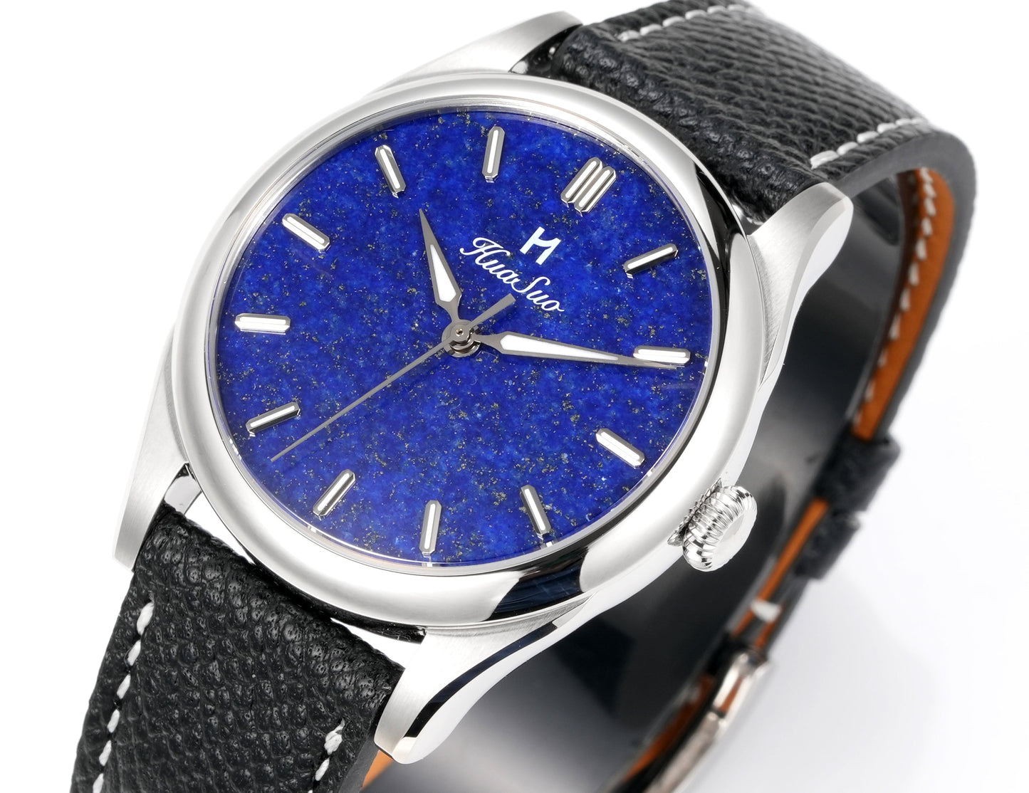 HUASUO 38mm Luxury Dress Lapis Lazuli Mechanical Men Watch huasuowatch