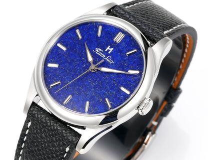 HUASUO 38mm Luxury Dress Lapis Lazuli Mechanical Men Watch huasuowatch