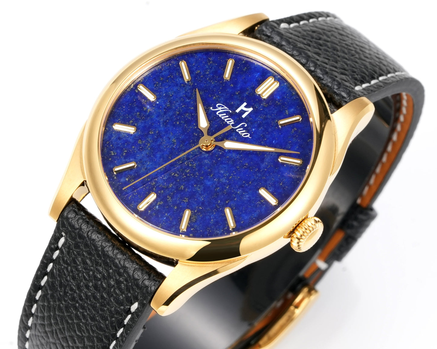 HUASUO 38mm Luxury Dress Lapis Lazuli Mechanical Men Watch huasuowatch