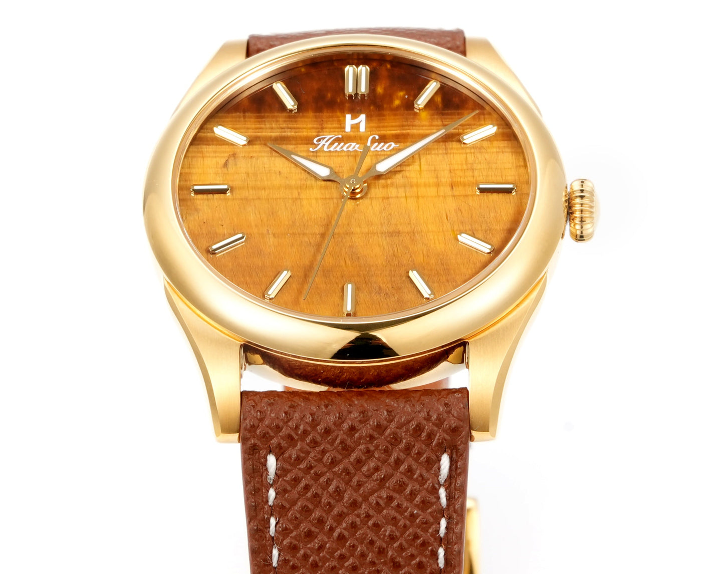 HUASUO 38mm Natural Malachite & Tiger’s Eye Mechanical Dress Men Watch Huasuo Watch Store
