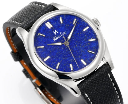 HUASUO 38mm Luxury Dress Lapis Lazuli Mechanical Men Watch huasuowatch