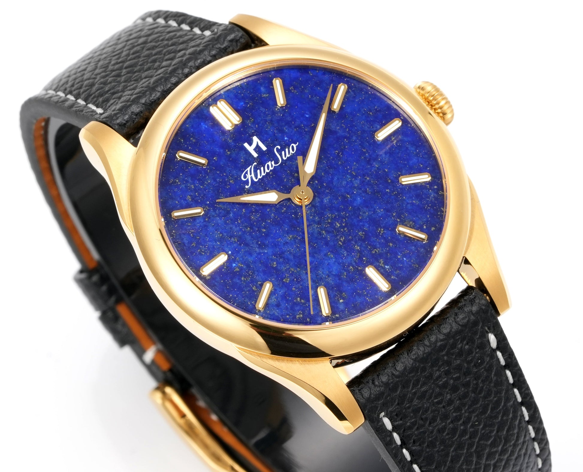 HUASUO 38mm Luxury Dress Lapis Lazuli Mechanical Men Watch huasuowatch