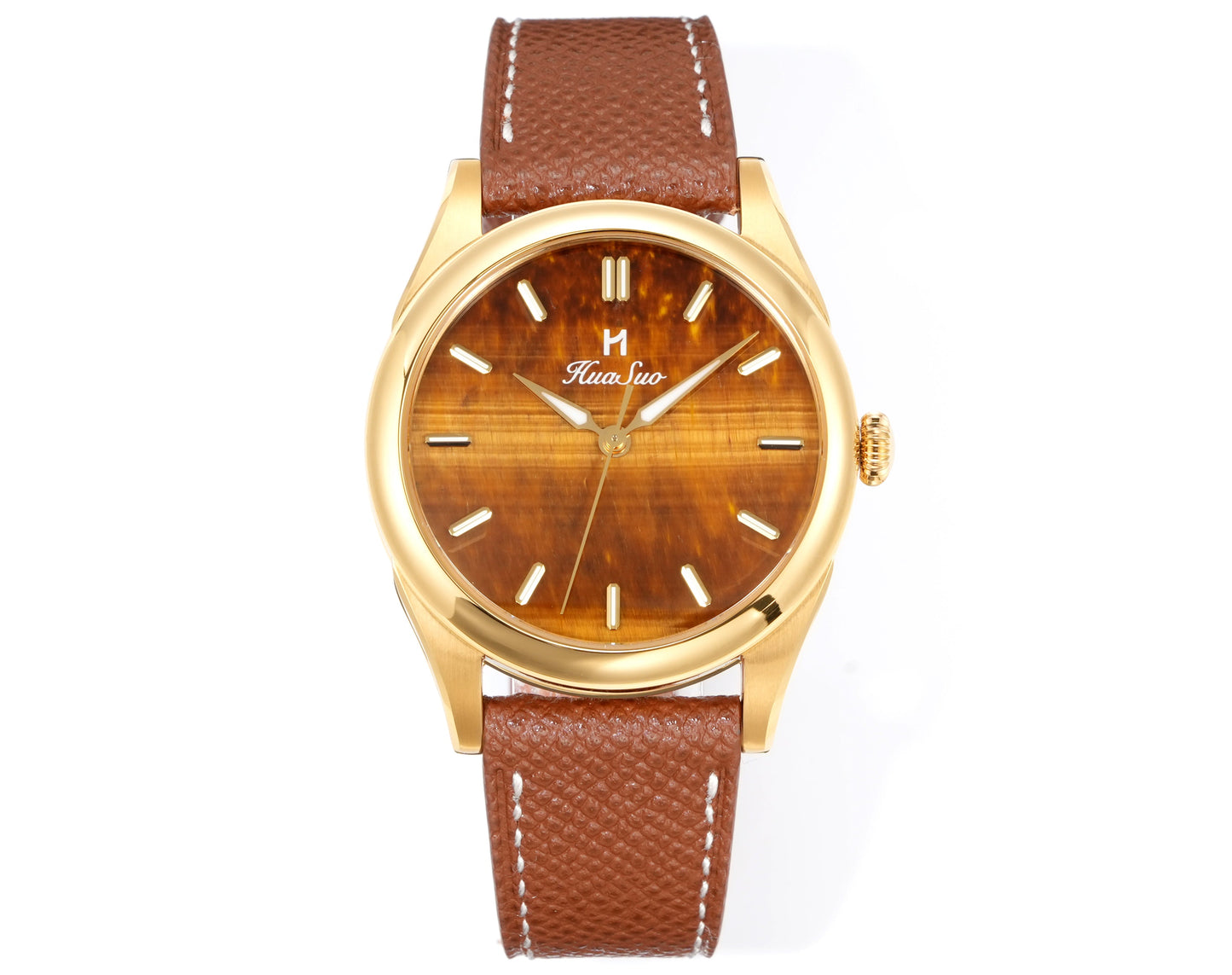 HUASUO 38mm Natural Malachite & Tiger’s Eye Mechanical Dress Men Watch Huasuo Watch Store