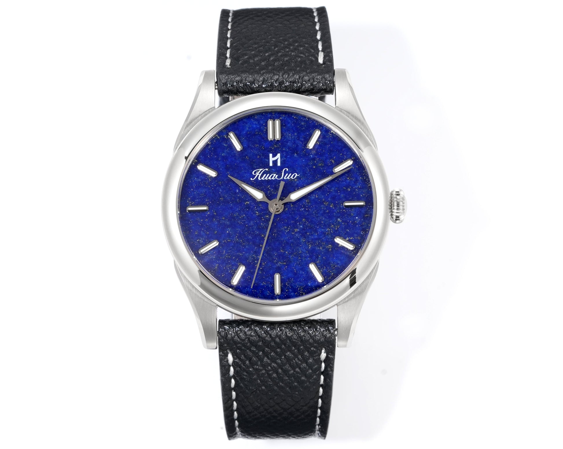 HUASUO 38mm Luxury Dress Lapis Lazuli Mechanical Men Watch huasuowatch