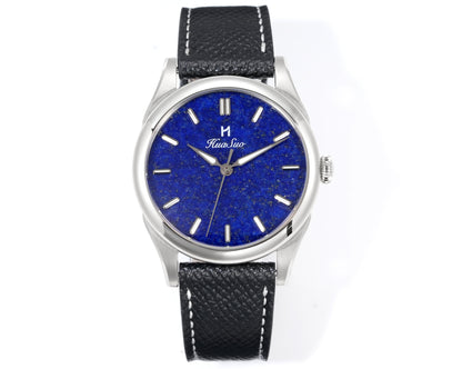 HUASUO 38mm Luxury Dress Lapis Lazuli Mechanical Men Watch huasuowatch