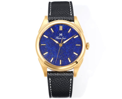 HUASUO 38mm Luxury Dress Lapis Lazuli Mechanical Men Watch huasuowatch