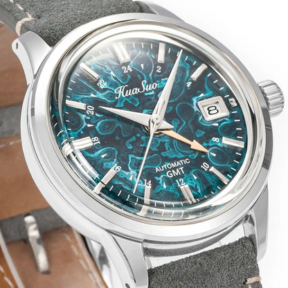 HUASUO 39mm Luxury Handmade Lacquer Dial GMT Men's Watch Huasuo Watch Store