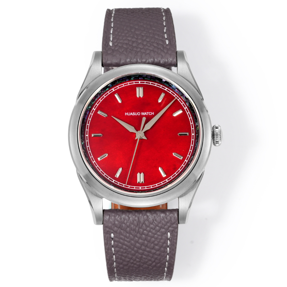 HUASUO Intangible Cultural Heritage Lacquer Retro Red Dial Mechanical Watch - "Dan Chen"