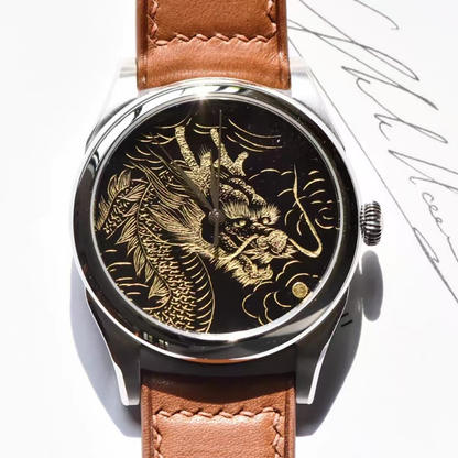 HUASUO 38MM Limited Edition Heritage Lacquer Dragon SW200 Automatic Watch Handcrafted Qiāngjīn Art Dial Huasuo Watch Store