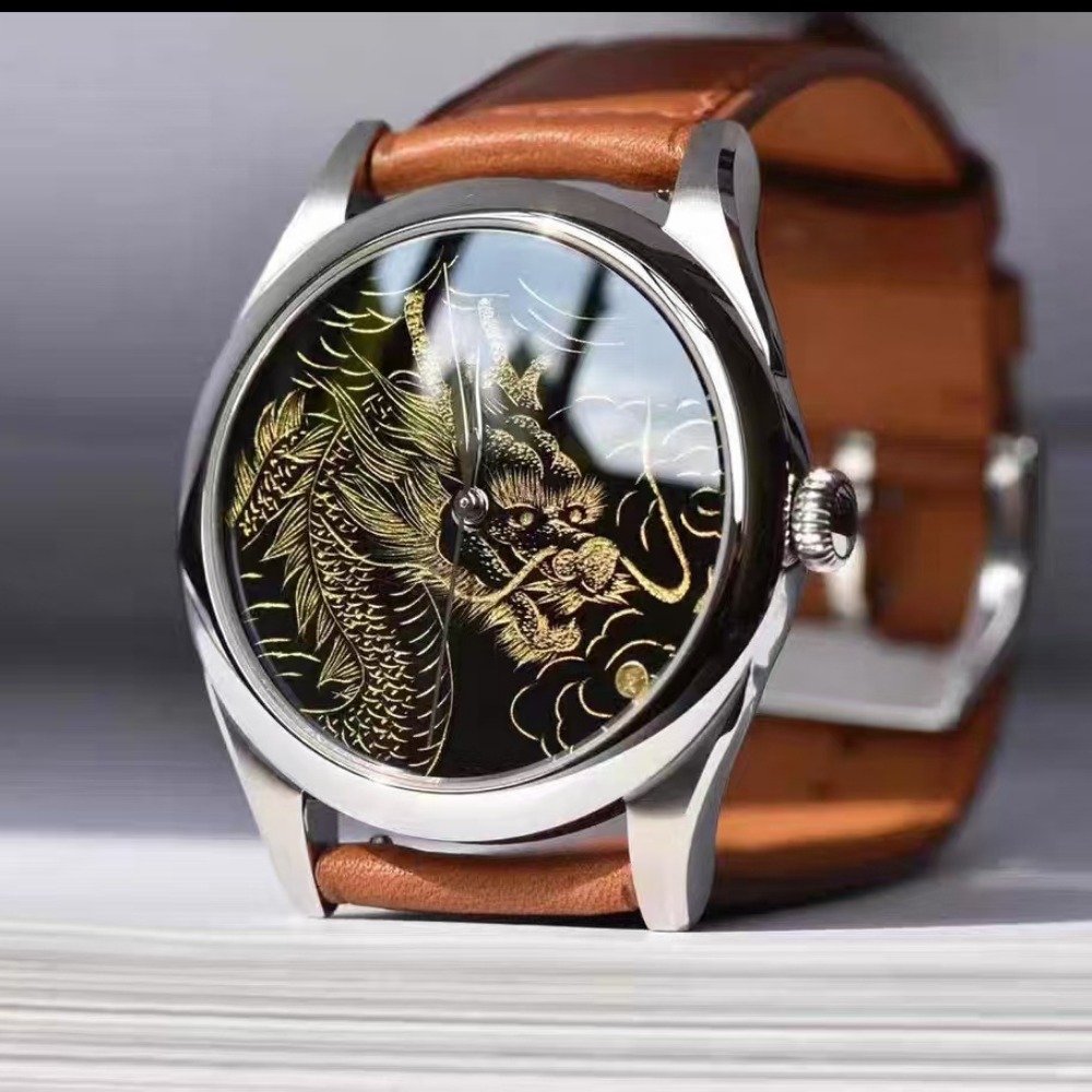 HUASUO 38MM Limited Edition Heritage Lacquer Dragon SW200 Automatic Watch Handcrafted Qiāngjīn Art Dial Huasuo Watch Store