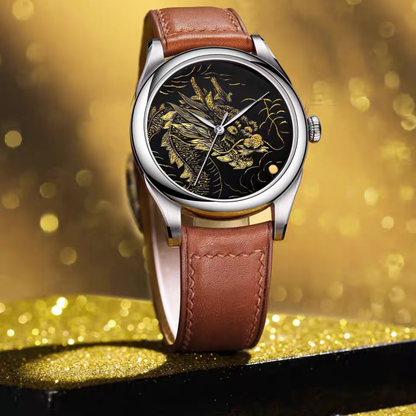 HUASUO 38MM Limited Edition Heritage Lacquer Dragon SW200 Automatic Watch Handcrafted Qiāngjīn Art Dial Huasuo Watch Store