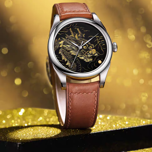 HUASUO 38MM Limited Edition Heritage Lacquer Dragon SW200 Automatic Watch Handcrafted Qiāngjīn Art Dial Huasuo Watch Store
